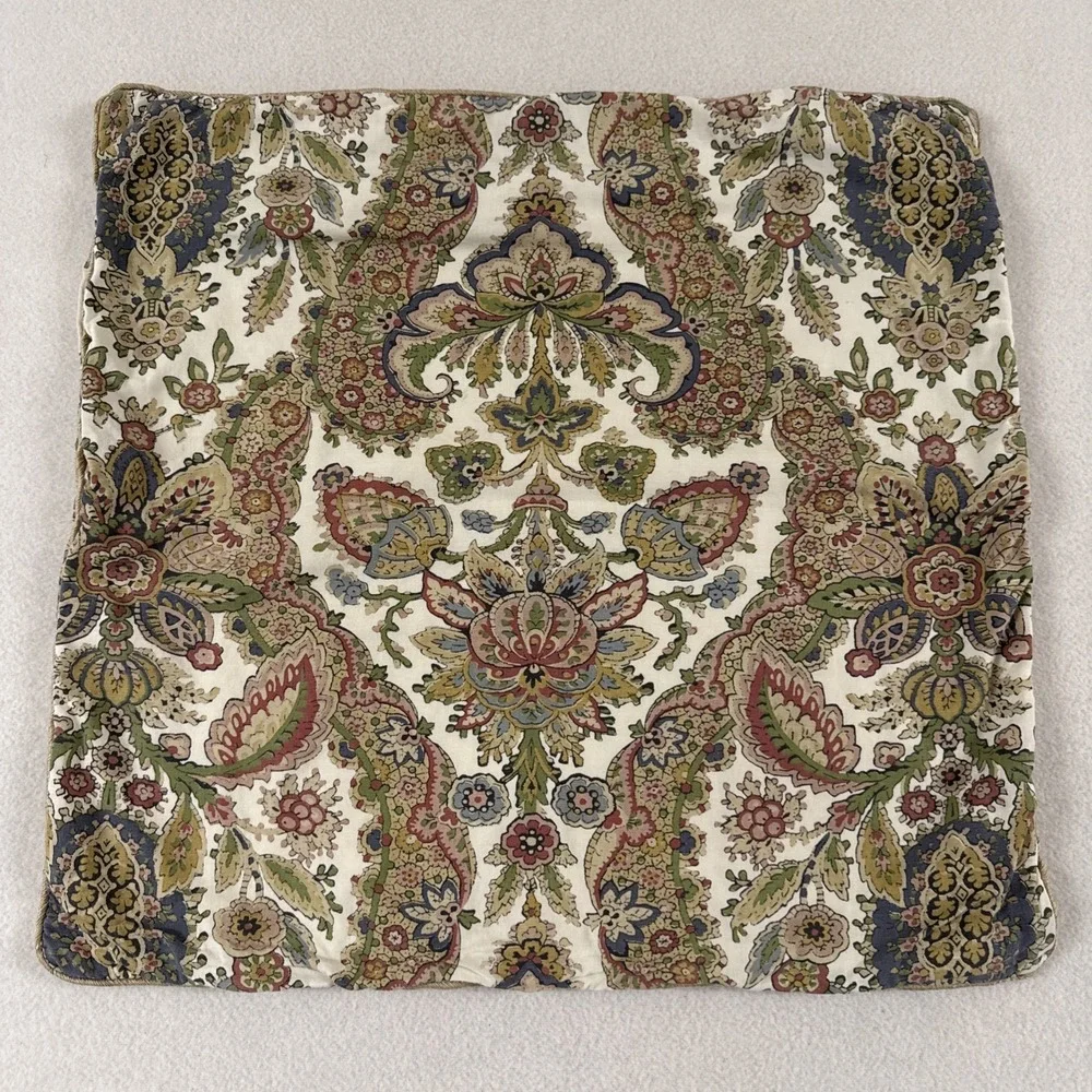 Pottery Barn Sham Palampore Floral Euro 22x22 Jacobean Style Jute Piping Flaws